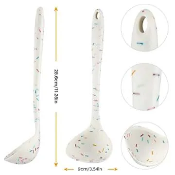 4 Pieces Silicone Ladles for Cooking - 4 Colors Middle Soup Ladle Spoon Heat Resistant Kitchen Ladle Spoons, Cooking and Serving Spoon for Soup Sauce Chili Gravy Salad Canning Pouring