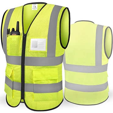 TICONN High Visibility Reflective Safety Vest for Adults - ANSI Class II (Yellow, M)