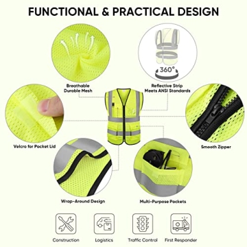 TICONN Reflective Safety Vest Class II for Adults