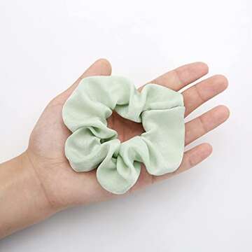 Hasoar Satin Scrunchies, 8 Count Light Sage green - Bridesmaid Hair Ties for Bachelorette Party Favo...