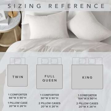 White Waffle Weave Comforter Set Queen Size - Soft Neutral Textured Waffle Comforter, All Season Lightweight Breathable Ivory Bedding Set, 3 Pieces Including 1 Comforter and 2 Pillow Shams