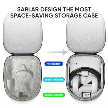 sarlar Carrying Case Compatible with Meta/Oculus Quest 2 and Accessories, Hard Travel Bag for Lightweight and Portable Protection