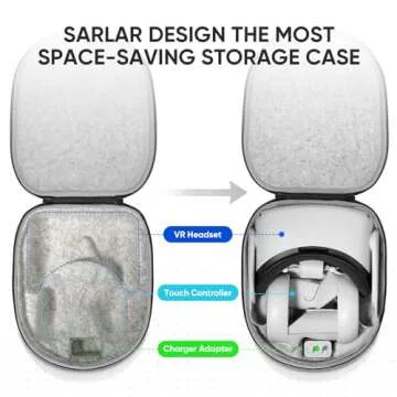 sarlar Carrying Case Compatible with Meta/Oculus Quest 2 and Accessories, Hard Travel Bag for Lightweight and Portable Protection