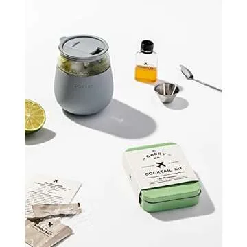 W&P Porter Wine Cocktail Glass w/ Protective Silicone Sleeve | Slate 15 Ounces | On-the-Go | Reusable | Portable | Dishwasher Safe