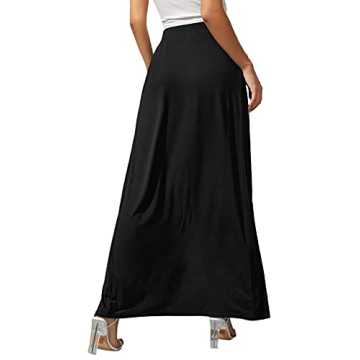 Verdusa Women's High Split Flowy Maxi Skirt in Black