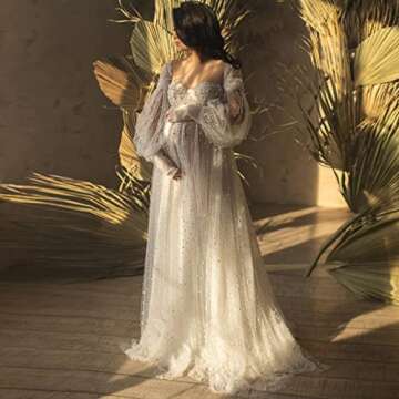 Molisa Pearl Maternity Dress Off Shoulder Tulle Robe