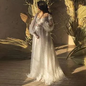 Molisa Pearl Maternity Dress Off Shoulder Tulle Robe