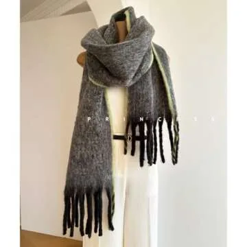 OUNIYA Large Chunky Plaid Scarf Checked Colorful Oversized Scarves Soft Big Cashmere Wool Thick Winter Warm Blanket Women