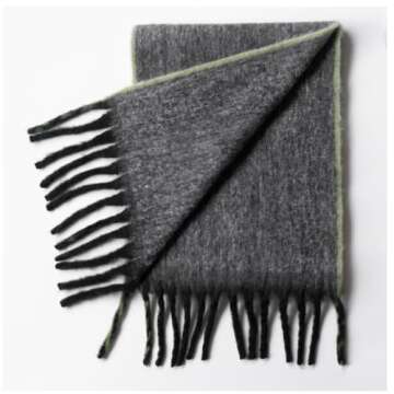 OUNIYA Large Chunky Plaid Scarf Checked Colorful Oversized Scarves Soft Big Cashmere Wool Thick Winter Warm Blanket Women