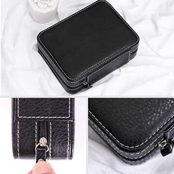 Homeater 2 Slot Watch Box Portable Travel Zipper Case Collector Storage Jewelry Storage Box (Black)