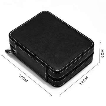 Homeater 2 Slot Watch Box Portable Travel Zipper Case Collector Storage Jewelry Storage Box (Black)