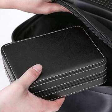 Homeater 2 Slot Watch Box Portable Travel Zipper Case Collector Storage Jewelry Storage Box (Black)