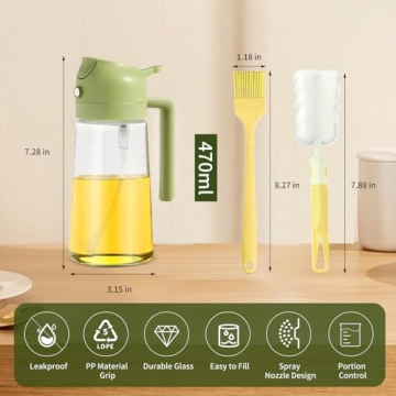 16oz 2-in-1 Olive Oil Dispenser Sprayer for Healthy Cooking