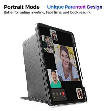tomtoc Case for iPad Pro 12.9 2018 & 2020, Trifold Vertical Case with Apple Pencil Holder, Protective Cover with Magnetic Kickstand for 3 Use Modes, Support iPad Pencil Wirelessly Charging