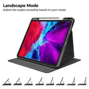tomtoc Case for iPad Pro 12.9 2018 & 2020, Trifold Vertical Case with Apple Pencil Holder, Protective Cover with Magnetic Kickstand for 3 Use Modes, Support iPad Pencil Wirelessly Charging