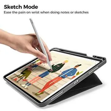 tomtoc Case for iPad Pro 12.9 2018 & 2020, Trifold Vertical Case with Apple Pencil Holder, Protective Cover with Magnetic Kickstand for 3 Use Modes, Support iPad Pencil Wirelessly Charging