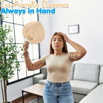 Fun Express Bamboo Fans Handheld - 12 Natural Hand Fan Bamboo Raffia Fans for Luau and Tropical Parties - Party Comfort Essential, Stay Cool in Style, Beat The Heat with Bamboo Raffia Hand Fans Bulk