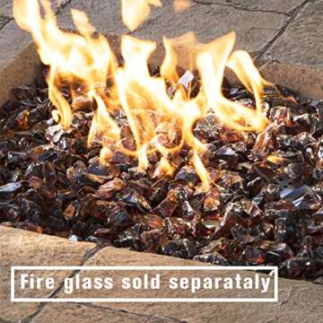 COSIEST Outdoor Propane Fire Pit Table w Faux Brown Ledgestone 32-inch Square Fire Table, 50,000 BTU...