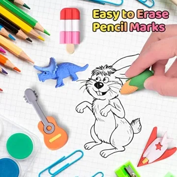 Cute 60 PCS Mini Erasers - Fun Educational Toys for Kids