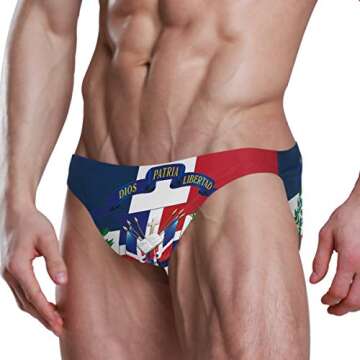XUWU Dominican Republic Flag Men's Swim Briefs Bikini Sexy Thong Swimsuit Board Surf Shorts Boxer Trunks Swimwear