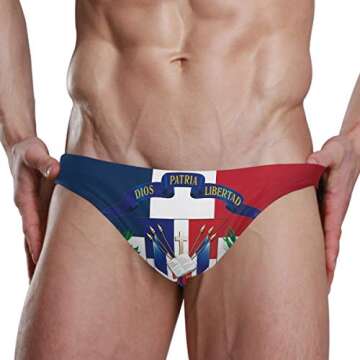 XUWU Dominican Republic Flag Men's Swim Briefs Bikini Sexy Thong Swimsuit Board Surf Shorts Boxer Trunks Swimwear