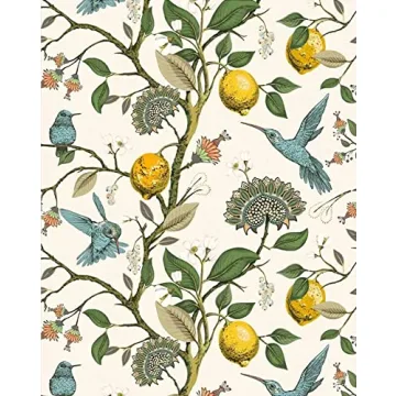 Meihodan Blue Bird Self Adhesive Wallpaper - Fresh Lemon Tree Design