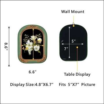 PARAFAYER Vintage Picture Frame 5x7 Inch, Antique Ornate Green Arched Photo Frame With Intricate Golden Floral Relief, High-Definition Glass Front, Retro Home Decor Art Gallery (Green and Gold 5x7)
