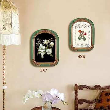 PARAFAYER Vintage Picture Frame 5x7 Inch, Antique Ornate Green Arched Photo Frame With Intricate Golden Floral Relief, High-Definition Glass Front, Retro Home Decor Art Gallery (Green and Gold 5x7)