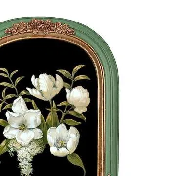 PARAFAYER Vintage Picture Frame 5x7 Inch, Antique Ornate Green Arched Photo Frame With Intricate Golden Floral Relief, High-Definition Glass Front, Retro Home Decor Art Gallery (Green and Gold 5x7)