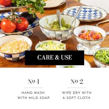 MACKENZIE-CHILDS Enamel Everyday Bowl, Serving Bowl for Entertaining, Medium, Gray-and-White Sterling Check