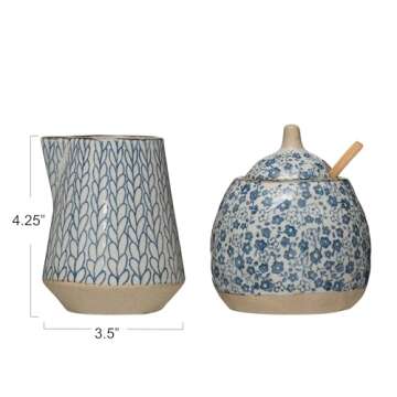 Hand-Painted Blue Sugar and Creamer Set for Delightful Dining