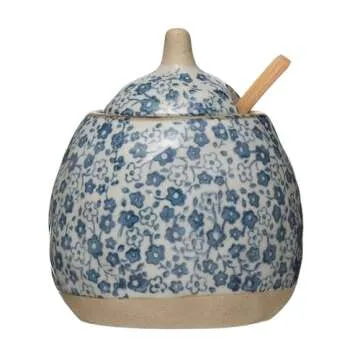 Hand-Painted Blue Sugar and Creamer Set for Delightful Dining