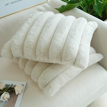 Soft Fluffy Faux Fur Pillow Covers - JOJUSIS 2 Pack