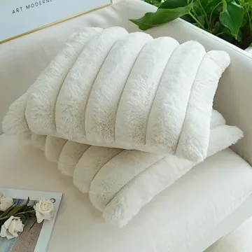 Soft Fluffy Faux Fur Pillow Covers - JOJUSIS 2 Pack