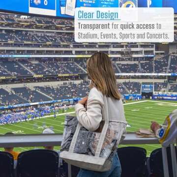 VENO 2 Packs Clear Bag Transparent Vinyl PVC Tote, Outdoor, Beach, Pool (Set of 2, Beige)