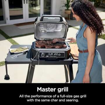 Ninja Woodfire ProXL Outdoor Grill & Smoker, Thermometer, 4-in-1 Master Grill, BBQ Smoker, Outdoor A...