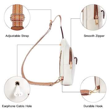 Telena Sling Bag for Women Crossbody Fanny Pack Vegan Leather Sling Backpack Chest Bag for Women Beige Brown