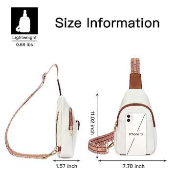 Telena Sling Bag for Women Crossbody Fanny Pack Vegan Leather Sling Backpack Chest Bag for Women Beige Brown
