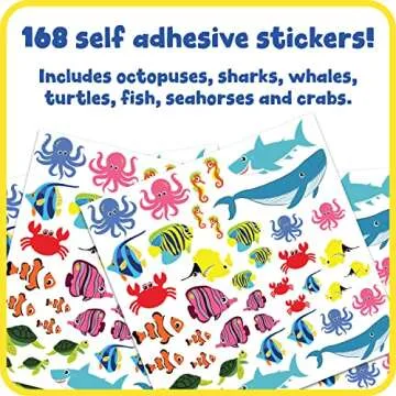READY 2 LEARN Foam Stickers - Sea Life - Pack of 168 - Self-Adhesive Stickers for Kids - 3D Puffy Oc...