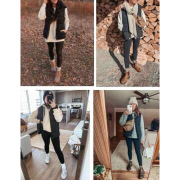 Zeagoo Women Puffer Vest Lightweight Stand Collar Sleeveless Winter Warm Zip Up Padded Outerwear Jackets with Pockets S-XXL