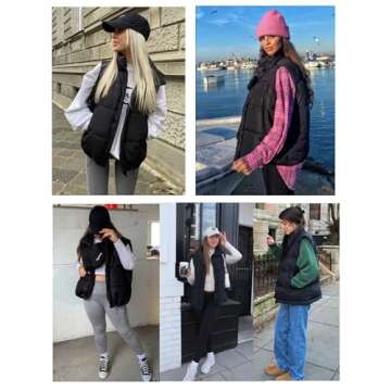 Zeagoo Women Puffer Vest Lightweight Stand Collar Sleeveless Winter Warm Zip Up Padded Outerwear Jackets with Pockets S-XXL