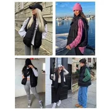 Zeagoo Women Puffer Vest Lightweight Stand Collar Sleeveless Winter Warm Zip Up Padded Outerwear Jackets with Pockets S-XXL