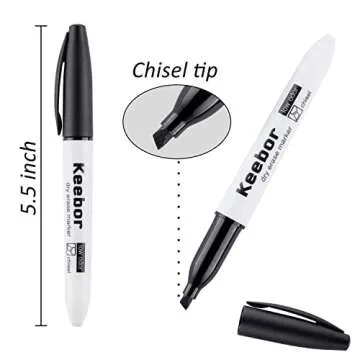 Keebor Chisel Tip Dry Erase Markers, 72 Pack Black Marker, Low-Odor White Board Markers, Office & Sc...