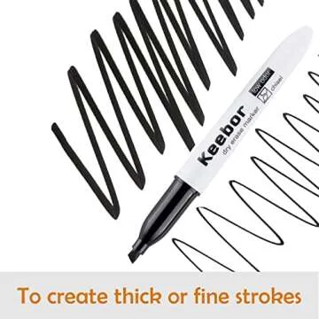 Keebor Chisel Tip Dry Erase Markers, 72 Pack Black Marker, Low-Odor White Board Markers, Office & School Supplies