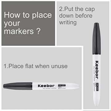 Keebor Chisel Tip Dry Erase Markers, 72 Pack Black Marker, Low-Odor White Board Markers, Office & School Supplies