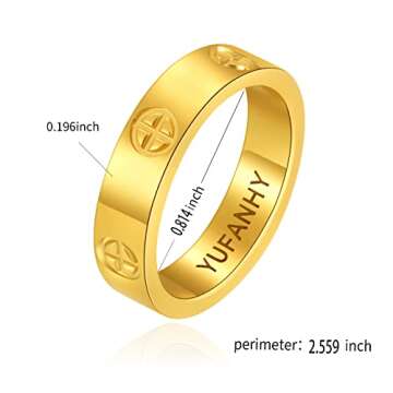 YUFANHY Love Friendship Couple Rings Fashion Cute Simple Unique 18k Gold Stainless Steel Rings Weddi...