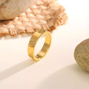 YUFANHY Love Friendship Couple Rings Fashion Cute Simple Unique 18k Gold Stainless Steel Rings Wedding Band Jewelry Birthday For Women