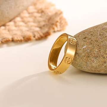 YUFANHY Love Friendship Couple Rings Fashion Cute Simple Unique 18k Gold Stainless Steel Rings Wedding Band Jewelry Birthday For Women