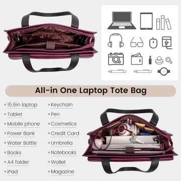 LOVEVOOK Women's 15.6 Inch Laptop Tote Bag