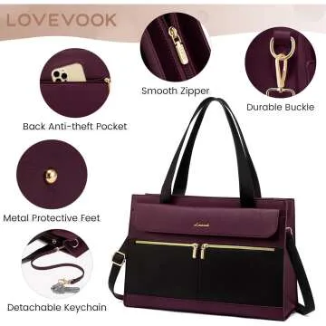 LOVEVOOK Women's 15.6 Inch Laptop Tote Bag
